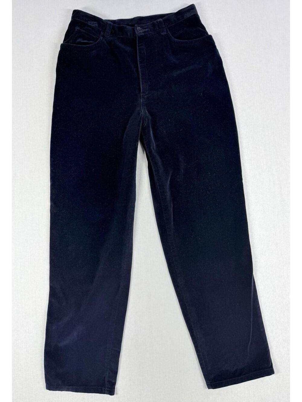 VTG LAUREN RALPH‎ LAUREN Jeans Sz 8P Blue Velvet 100% Cotton Pants Straight Leg